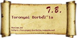 Toronyai Borbála névjegykártya
